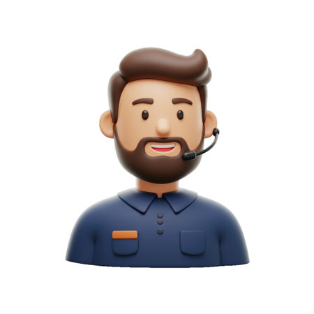 A digital representation of a cheerful customer service representative.の素材