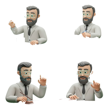 A conceptual representation of a scientist or engineer using augmented reality technology.の素材