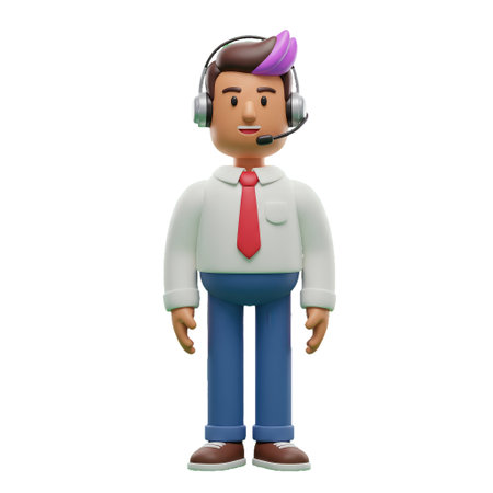 A figurine resembling a customer service representativeの素材