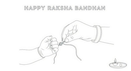 An illustration depicting a Raksha Bandhan gesture with symbolic elements representing the holidayの素材