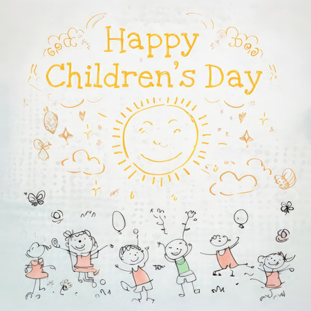 Joyful Celebrations: A Day Full of????? - Children's Day Fun Times with Balloons and Playful Peopleの素材