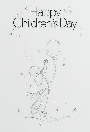 Joyful Celebrations: A Doodle Illustration of Happy Children's Dayの素材