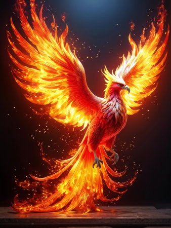 Majestic Phoenix in Flames: Power, Resilience, and Transformationの素材