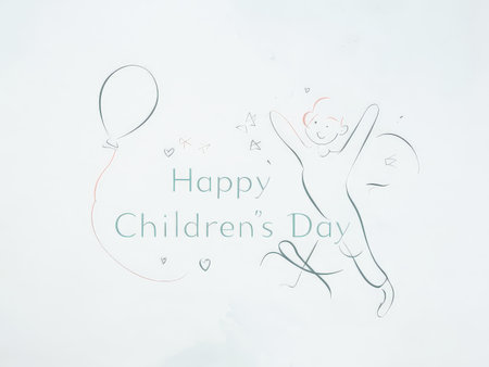 Happy children's day greeting card on white background. Vector illustration.の素材