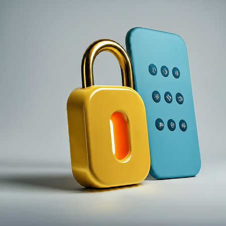 3d rendering of a lock with a computer keyboardの素材