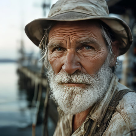 portrait of senior man with hatの素材