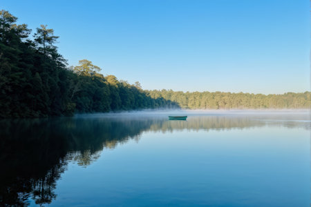 beautiful lake in the forestの素材