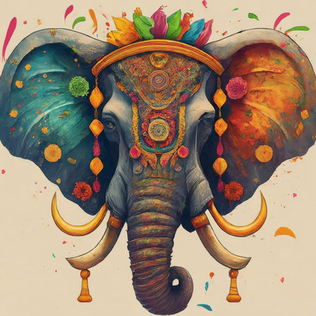 hand painted watercolor elephant.の素材