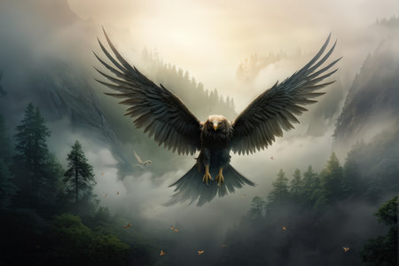 a flying angel on the top of a rock.の素材