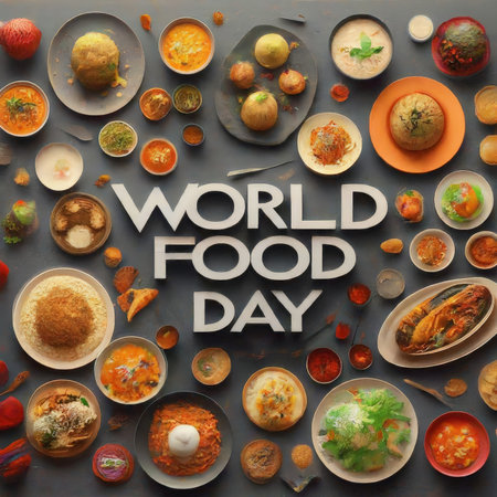 world food day concept. 3d illustrationの素材