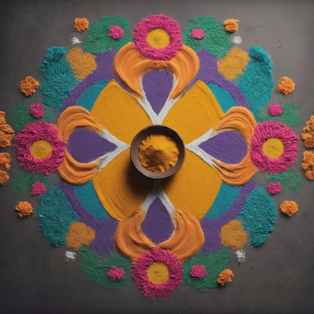 colorful background with indian flowersの素材