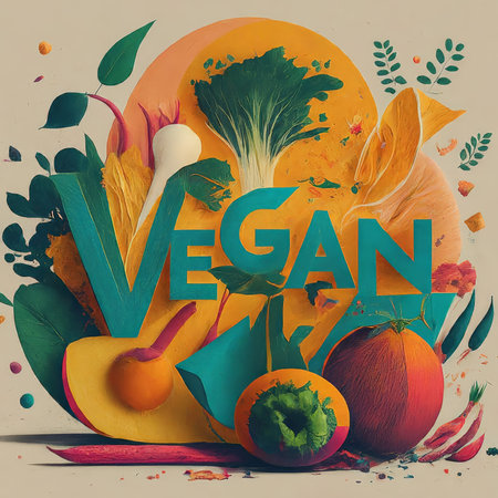 vector banner with text vegan foodの素材