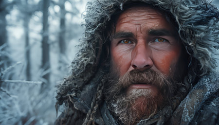 portrait of a man in the forestの素材