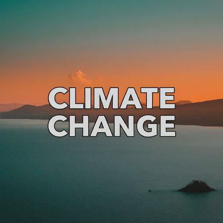 climate change text with mountains background.の素材