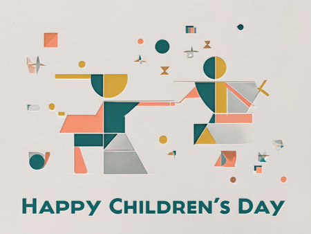 Joyful Harmony: A Modern Celebration of Children's Day Through Geometric Abstractionの素材