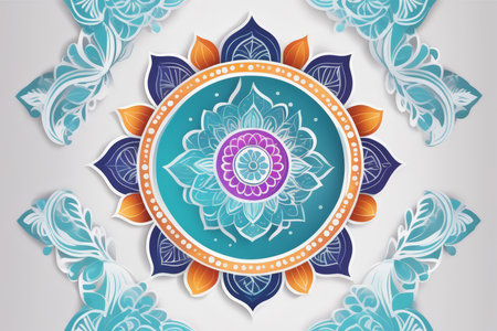 beautiful mandala with floral design. vector illustrationの素材