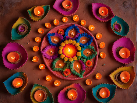 diwali festival, diya and candlesの素材