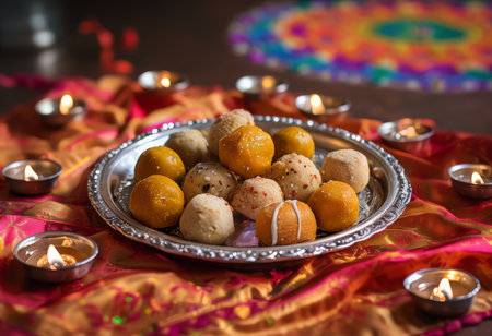 indian traditional festival of raksha bandhan, an elegant rakhi, indian grains and kum rice with kum. traditional indian band band is aの素材
