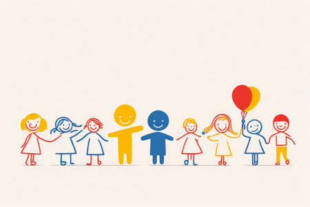 Children's Unity: A Colorful Celebration of Childhood Friendships and Joyの素材