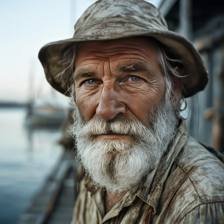 portrait of old man with long beardの素材