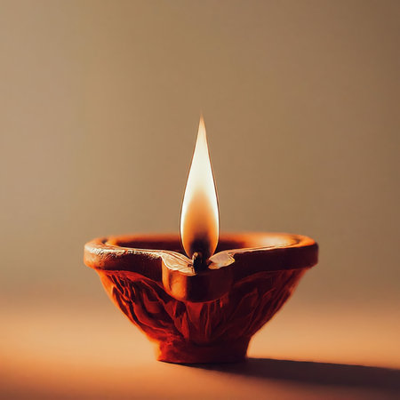 candle in a wooden bowlの素材