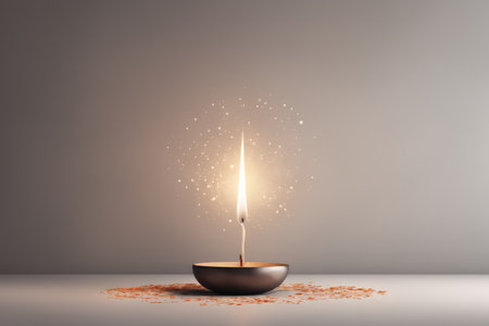 candle with fire flameの素材