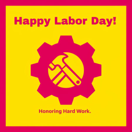 A vibrant graphic celebrating Labor Day with a focus on hard work and dedication.の素材