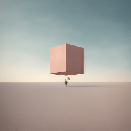 a 3d of cube in the middle pinkの素材