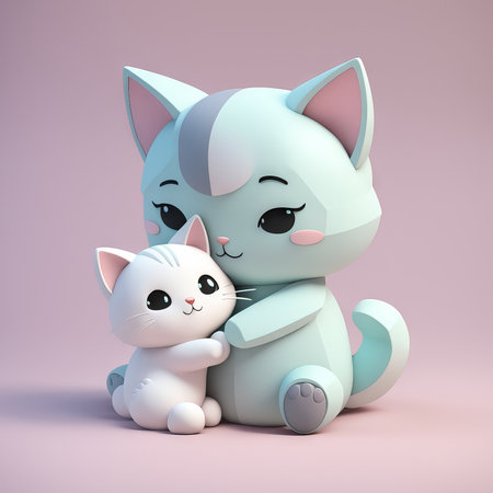 3d , cat character. cartoon character, cute cat, kitten, kitty.の素材
