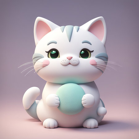 cute cat 3d illustrationの素材