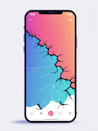 mobile phone with broken screen. 3dの素材