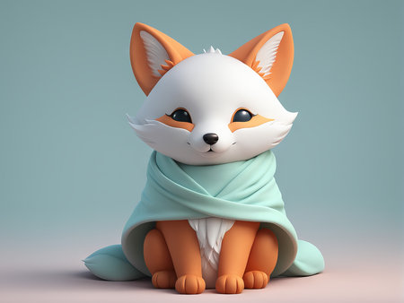 3d illustration of a white catの素材