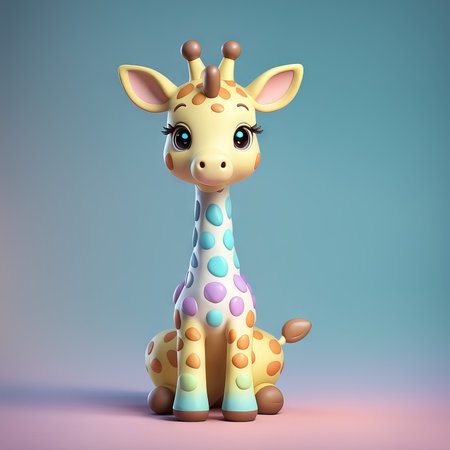 cute giraffe animal cartoon 3d illustrationの素材