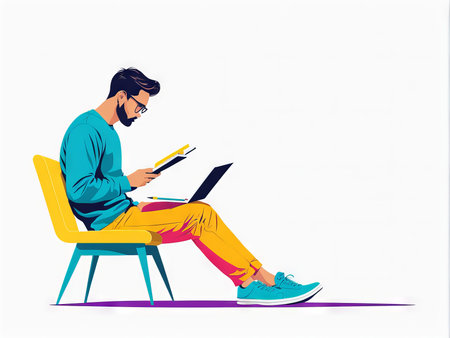 young man sitting on a chair.young chair.の素材