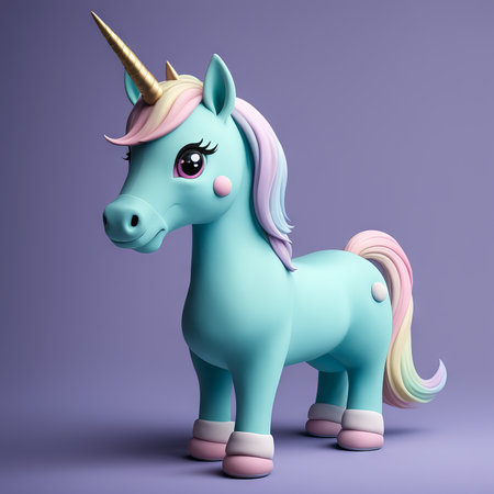 pink unicorn on blue backgroundの素材