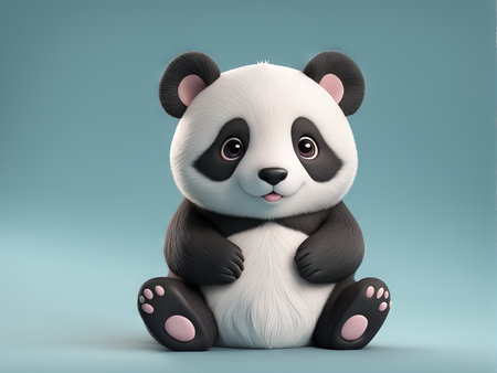 3d of a cute pandaの素材