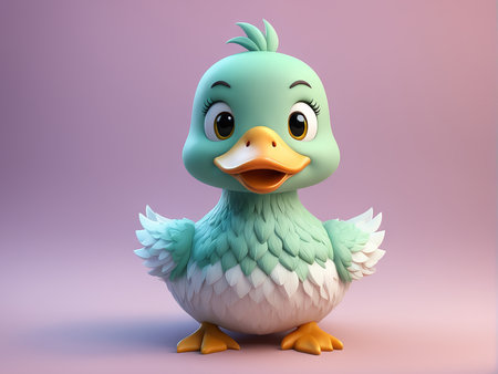3d illustration of an cute cartoon duck, .の素材
