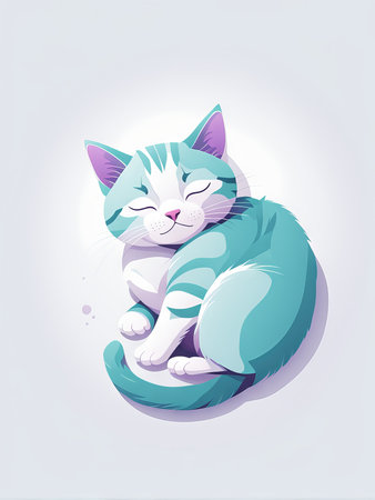 cute cat lying on white floor.cute floor.の素材