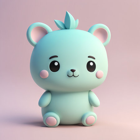 cute little bear in a pink pastel blue color. 3dの素材