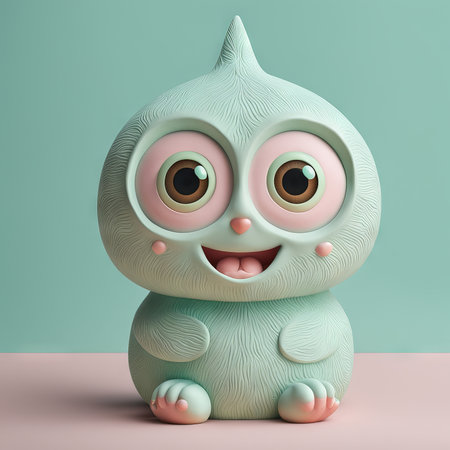 cartoon cute baby with a face of pink colorの素材