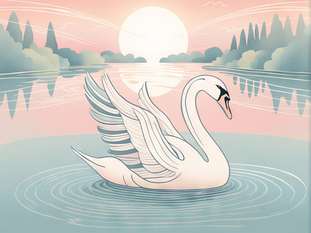 swan in the lakeswan lakeの素材