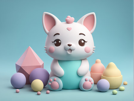 3d . cute cartoon character.の素材