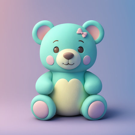 3d cute teddy bear on pastel backgroundの素材
