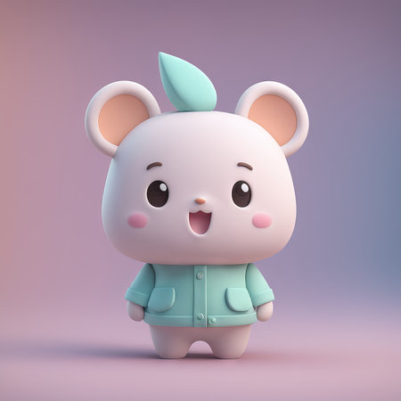 3d illustration of cute bear character.の素材