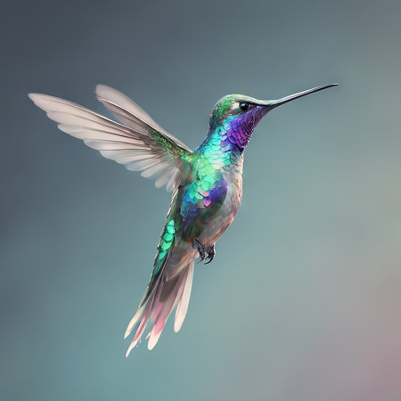 beautiful hummingbird flying in the airの素材