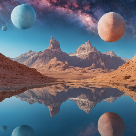 fantastic space planet with moon.fantastic moon.の素材