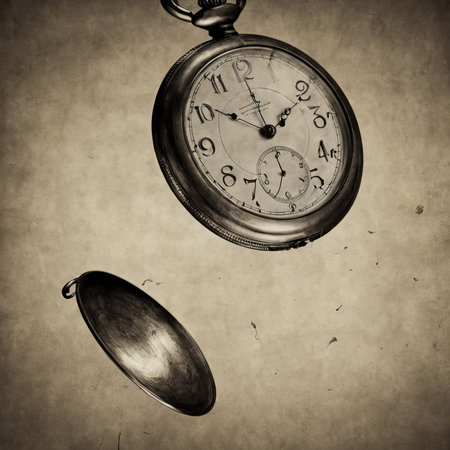 clock and on a black backgroundの素材