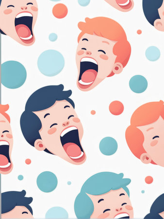 Colorful cartoonstyle illustration of cheerful people celebrating joyの素材