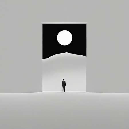 3d illustration. man standing in the empty room.の素材