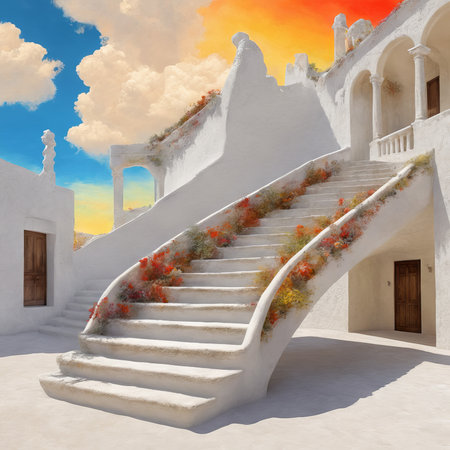 3d . stairs to the steps of stairs.の素材